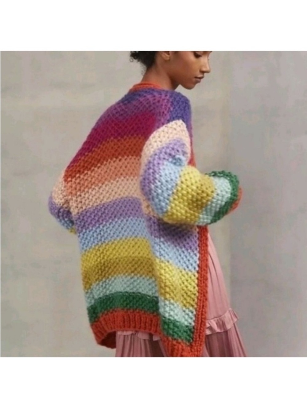 Frnch Paris Labelia Chunky Rainbow Knit Cardigan O/S